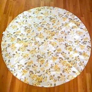 Farberware Tablecloth Round Beige Brown Yellow Floral Flannel Backed 60"